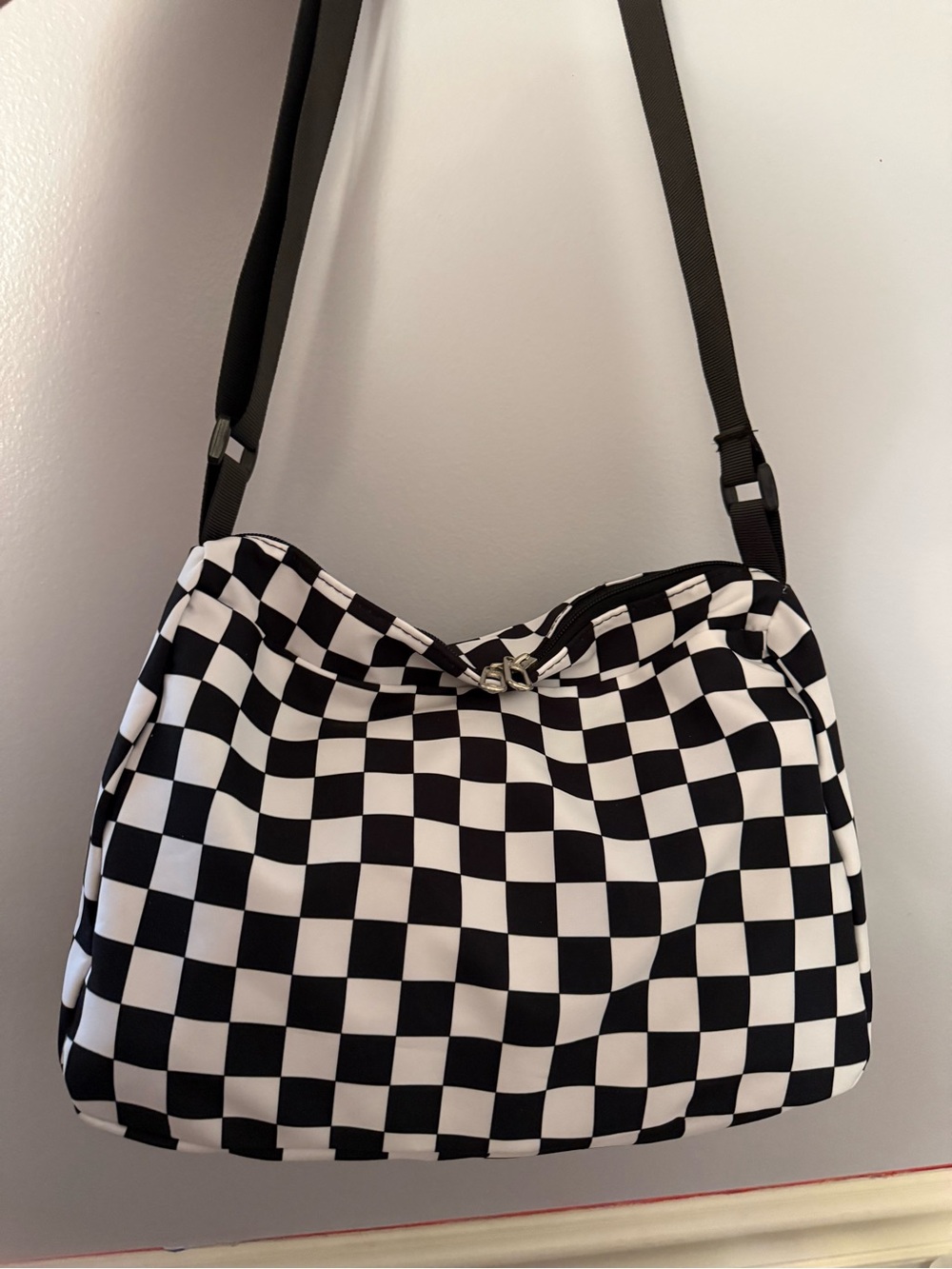 Society Black & White Checker Shoulder Bag with Chain - Picture 5 of 8